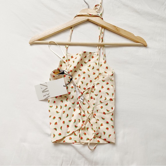 NWT Watermelon Print Lace Up Cropped Tank Top - Picture 5 of 11